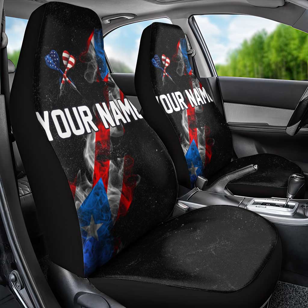 American Flag Smoke Trail Car Seat Cover with Dartboard and Crossed Darts Graphic Design - Wonder Print Shop