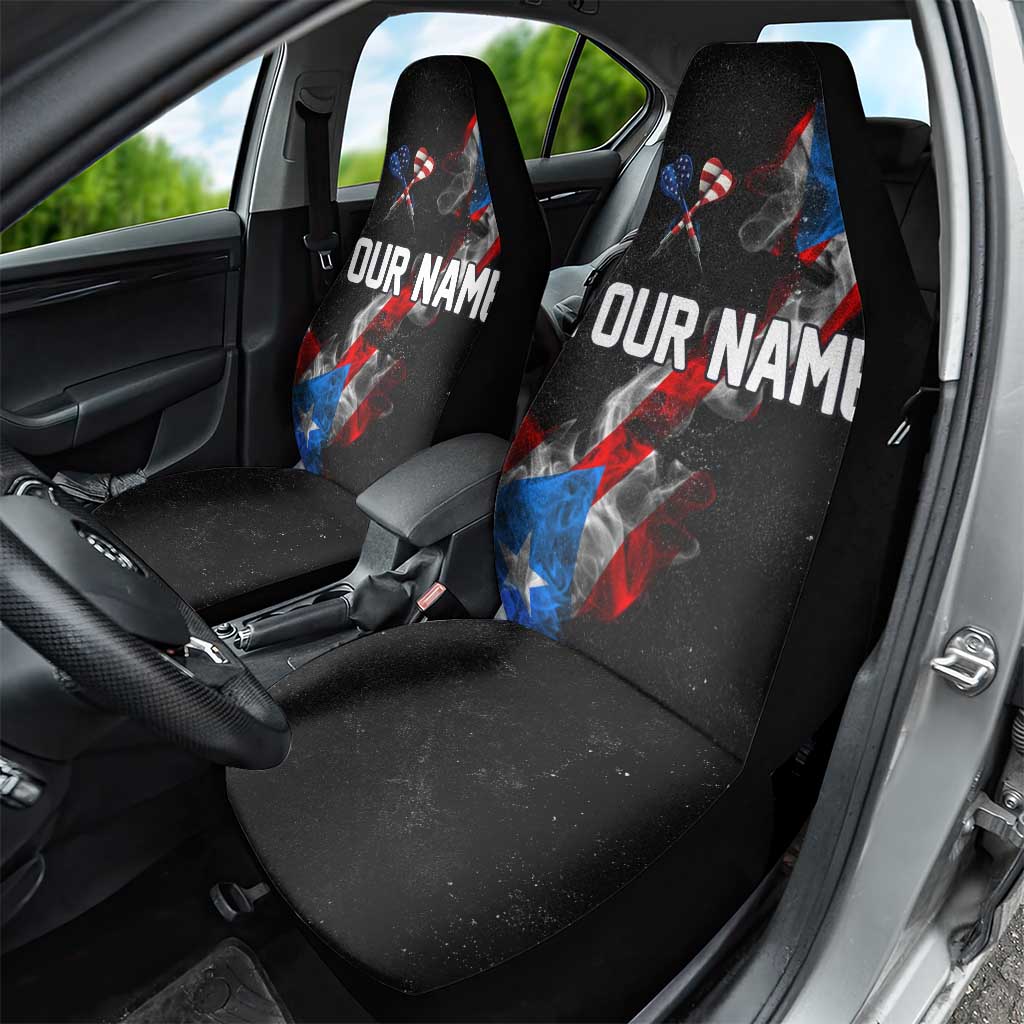 American Flag Smoke Trail Car Seat Cover with Dartboard and Crossed Darts Graphic Design - Wonder Print Shop