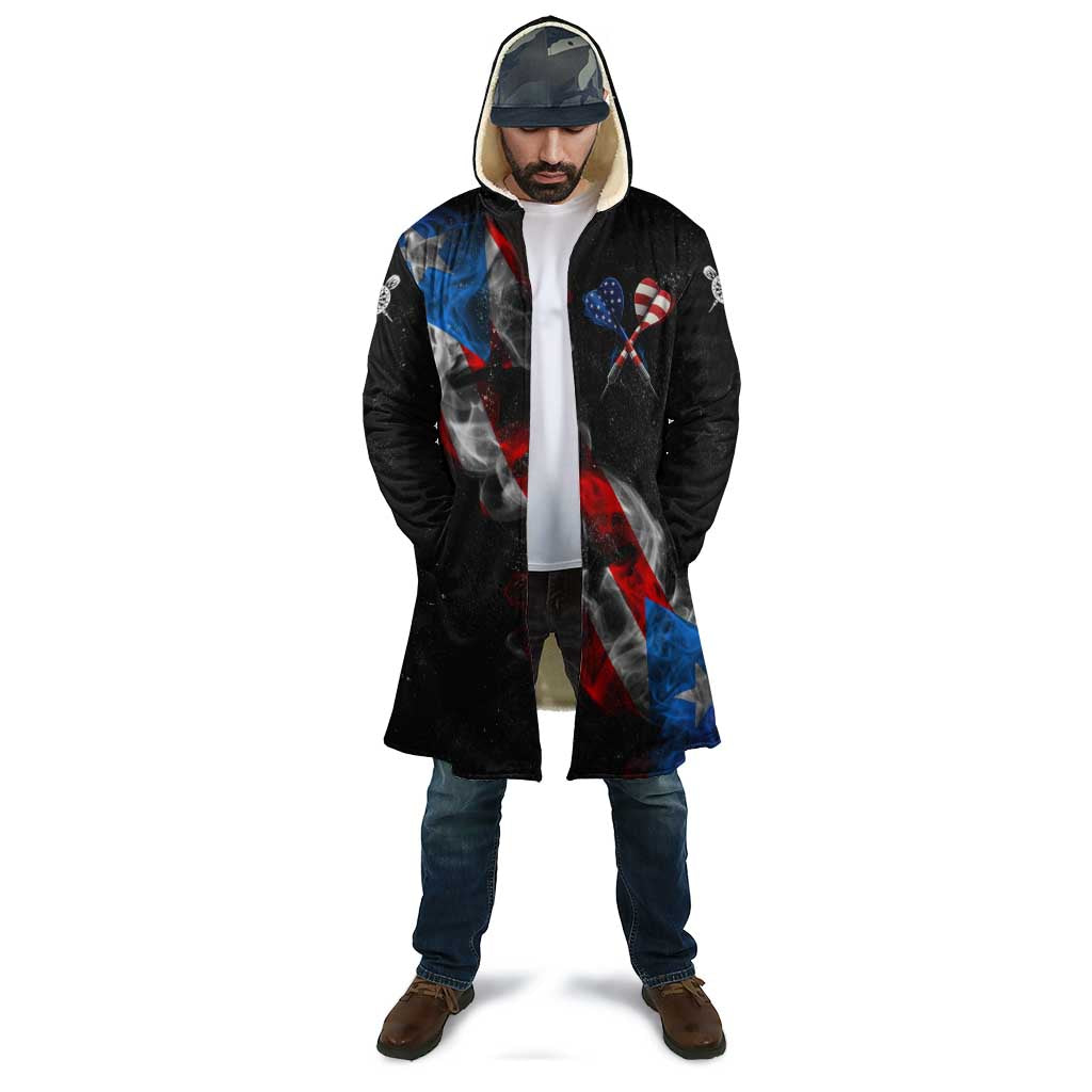 American Flag Smoke Trail Cloak with Dartboard and Crossed Darts Graphic Design - Wonder Print Shop