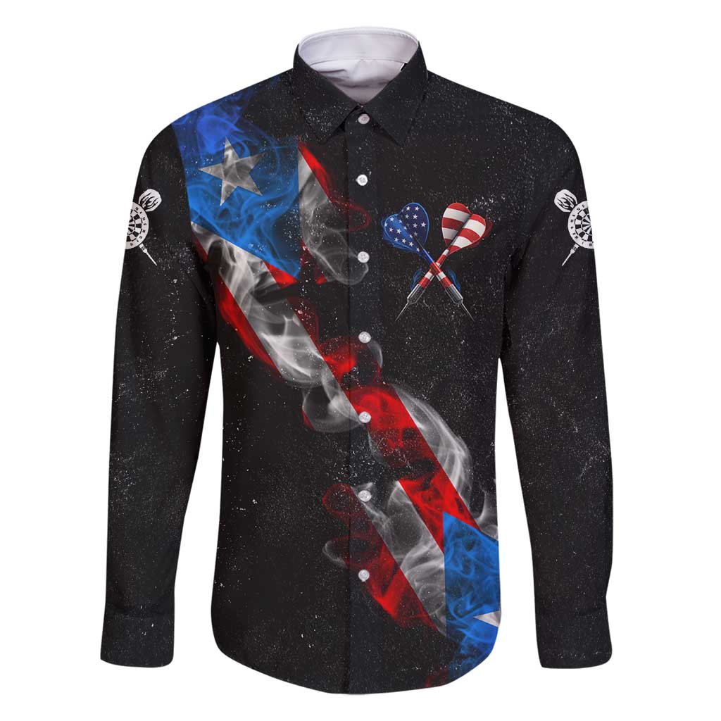 American Flag Smoke Trail Family Matching Mermaid Dress and Hawaiian Shirt with Dartboard and Crossed Darts Graphic Design - Wonder Print Shop