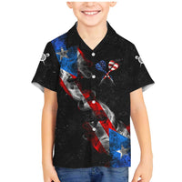 American Flag Smoke Trail Family Matching Mermaid Dress and Hawaiian Shirt with Dartboard and Crossed Darts Graphic Design - Wonder Print Shop