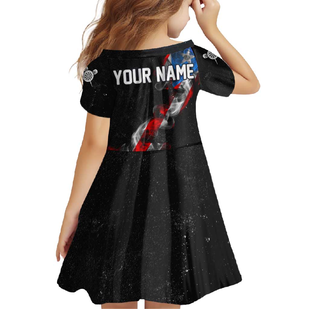 American Flag Smoke Trail Family Matching Short Sleeve Bodycon Dress and Hawaiian Shirt with Dartboard and Crossed Darts Graphic Design - Wonder Print Shop