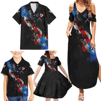American Flag Smoke Trail Family Matching Summer Maxi Dress and Hawaiian Shirt with Dartboard and Crossed Darts Graphic Design - Wonder Print Shop