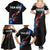 American Flag Smoke Trail Family Matching Summer Maxi Dress and Hawaiian Shirt with Dartboard and Crossed Darts Graphic Design - Wonder Print Shop