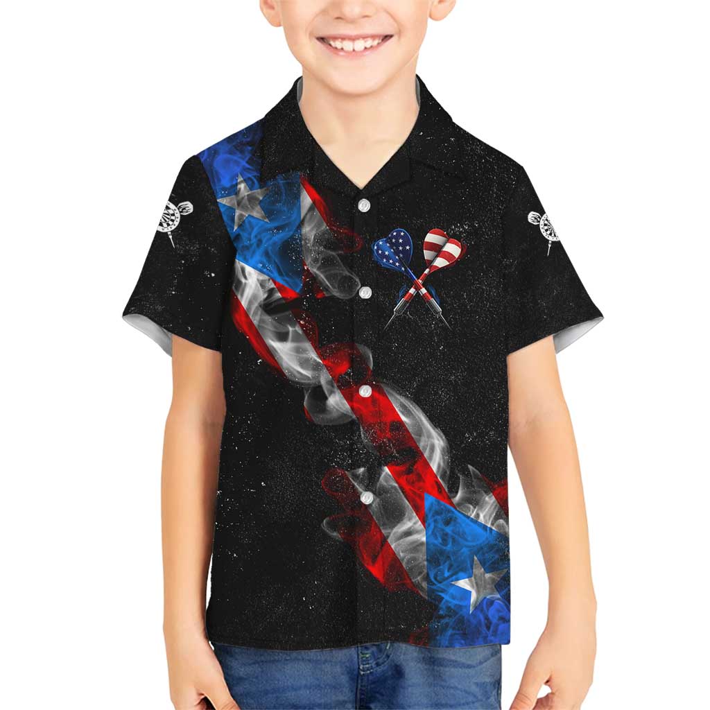 American Flag Smoke Trail Family Matching Summer Maxi Dress and Hawaiian Shirt with Dartboard and Crossed Darts Graphic Design - Wonder Print Shop