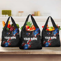American Flag Smoke Trail Grocery Bag with Dartboard and Crossed Darts Graphic Design - Wonder Print Shop