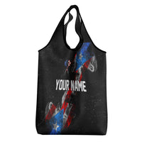 American Flag Smoke Trail Grocery Bag with Dartboard and Crossed Darts Graphic Design - Wonder Print Shop