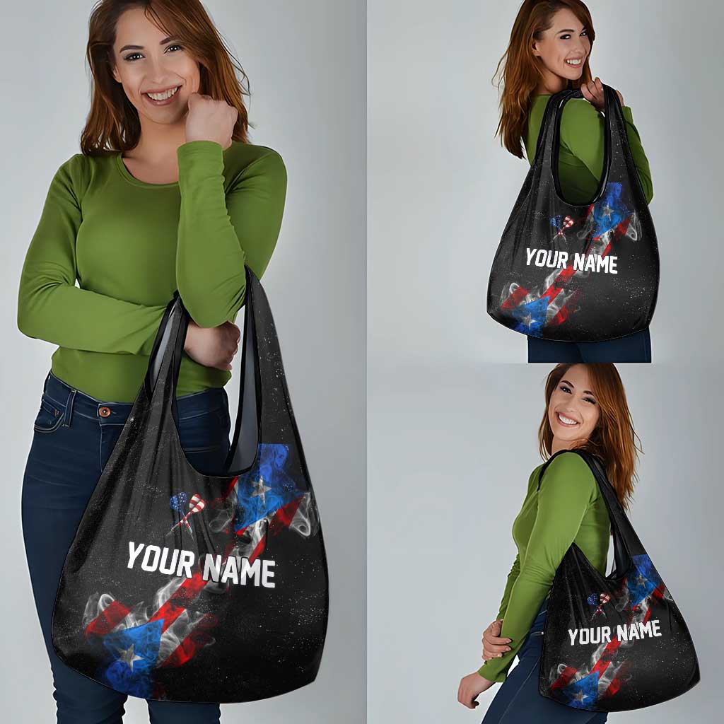 American Flag Smoke Trail Grocery Bag with Dartboard and Crossed Darts Graphic Design - Wonder Print Shop