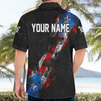 American Flag Smoke Trail Hawaiian Shirt with Dartboard and Crossed Darts Graphic Design - Wonder Print Shop