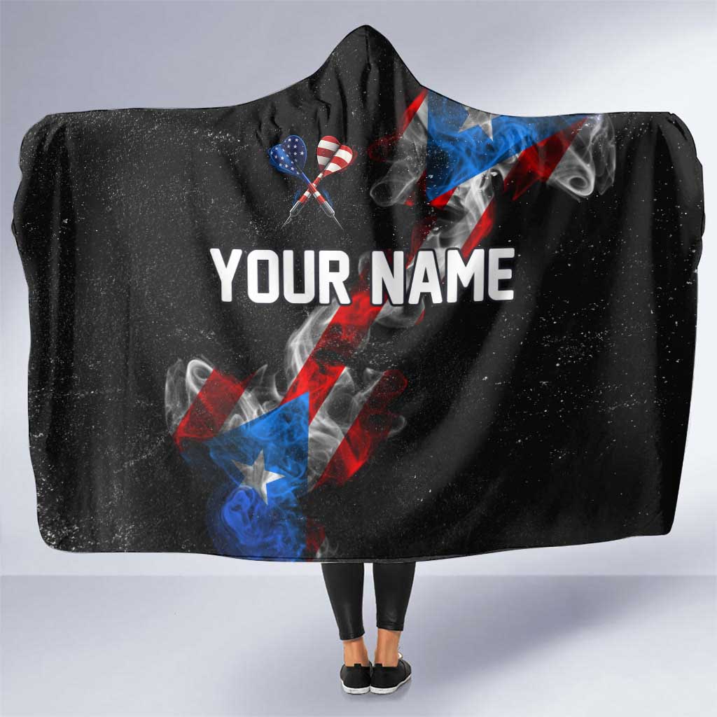 American Flag Smoke Trail Hooded Blanket with Dartboard and Crossed Darts Graphic Design - Wonder Print Shop