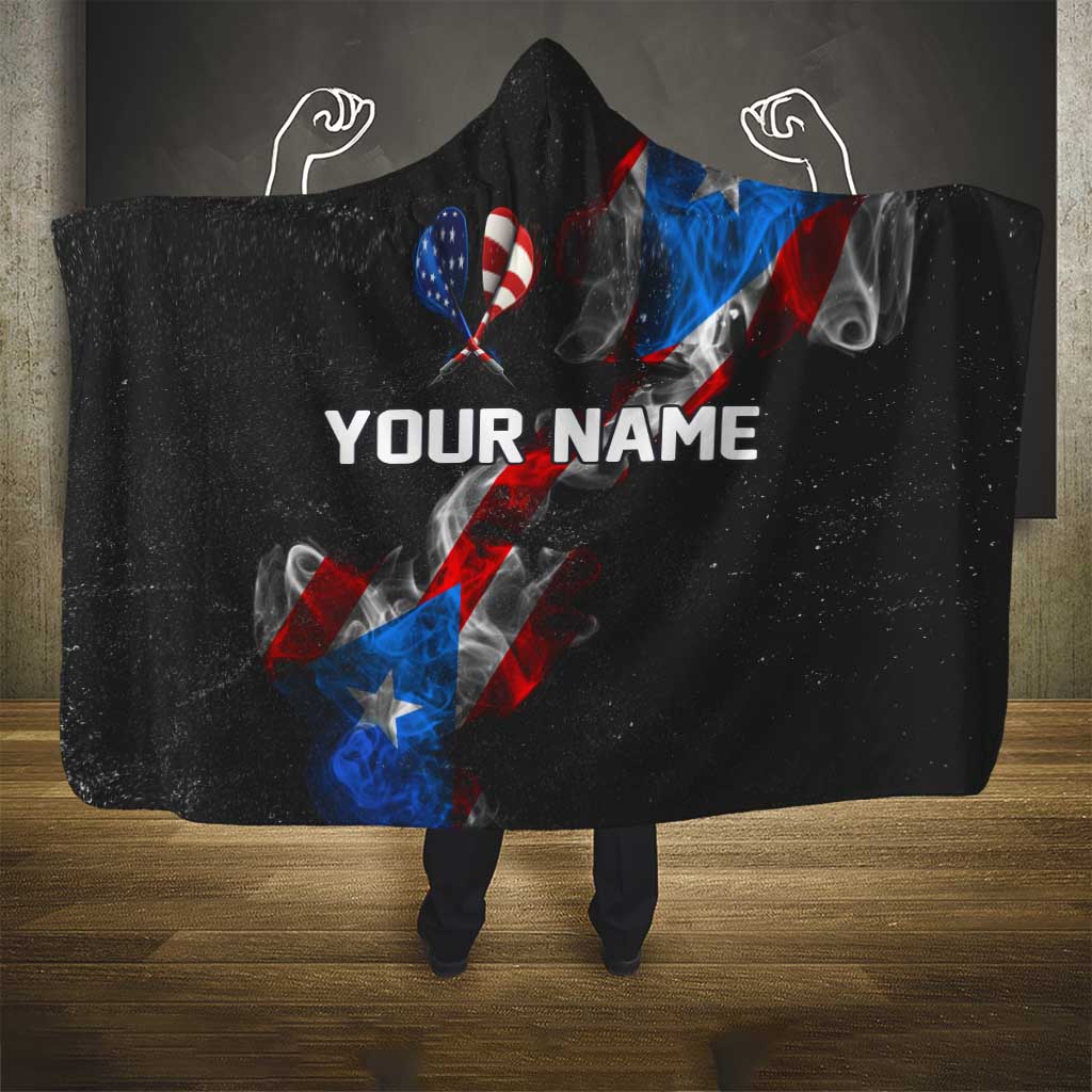 American Flag Smoke Trail Hooded Blanket with Dartboard and Crossed Darts Graphic Design - Wonder Print Shop