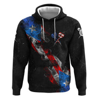 American Flag Smoke Trail Hoodie with Dartboard and Crossed Darts Graphic Design - Wonder Print Shop