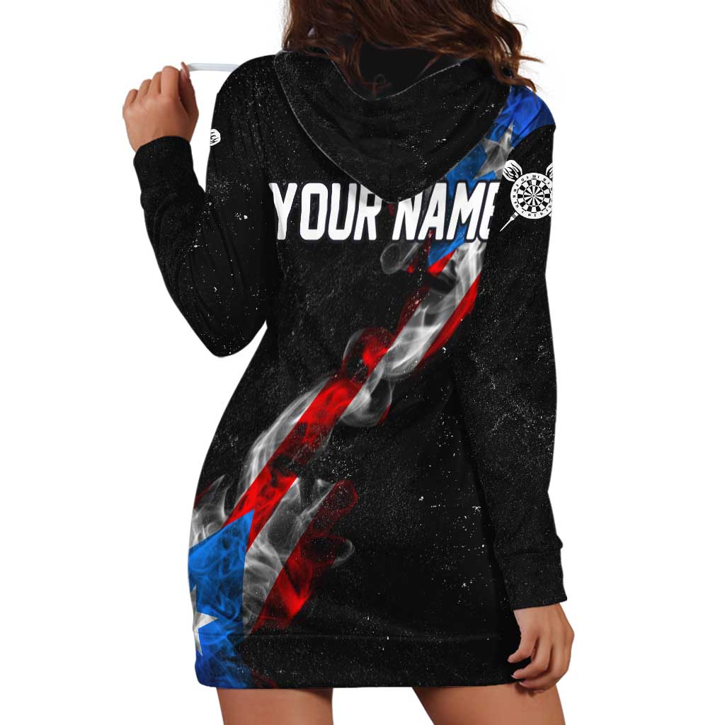 American Flag Smoke Trail Hoodie Dress with Dartboard and Crossed Darts Graphic Design - Wonder Print Shop