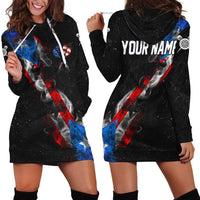 American Flag Smoke Trail Hoodie Dress with Dartboard and Crossed Darts Graphic Design - Wonder Print Shop