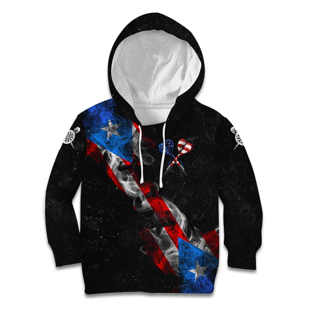 American Flag Smoke Trail Kid Hoodie with Dartboard and Crossed Darts Graphic Design - Wonder Print Shop