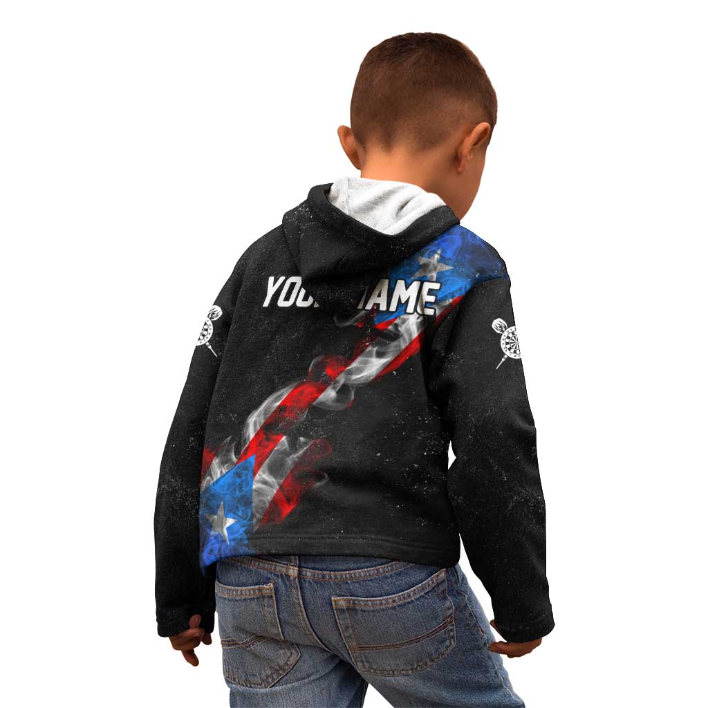 American Flag Smoke Trail Kid Hoodie with Dartboard and Crossed Darts Graphic Design - Wonder Print Shop
