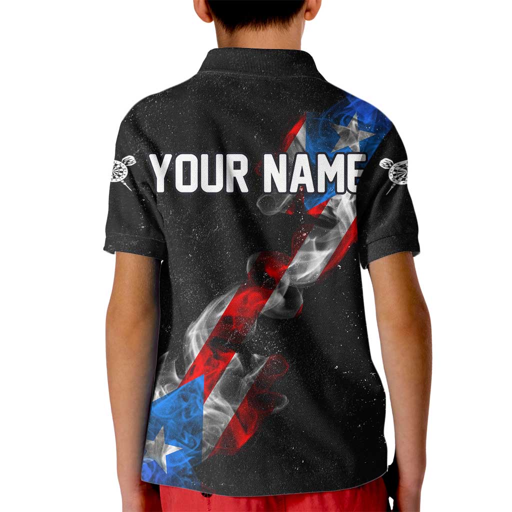American Flag Smoke Trail Kid Polo Shirt with Dartboard and Crossed Darts Graphic Design - Wonder Print Shop