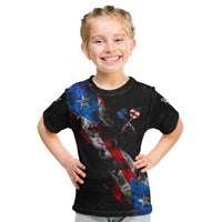 American Flag Smoke Trail Kid T Shirt with Dartboard and Crossed Darts Graphic Design - Wonder Print Shop