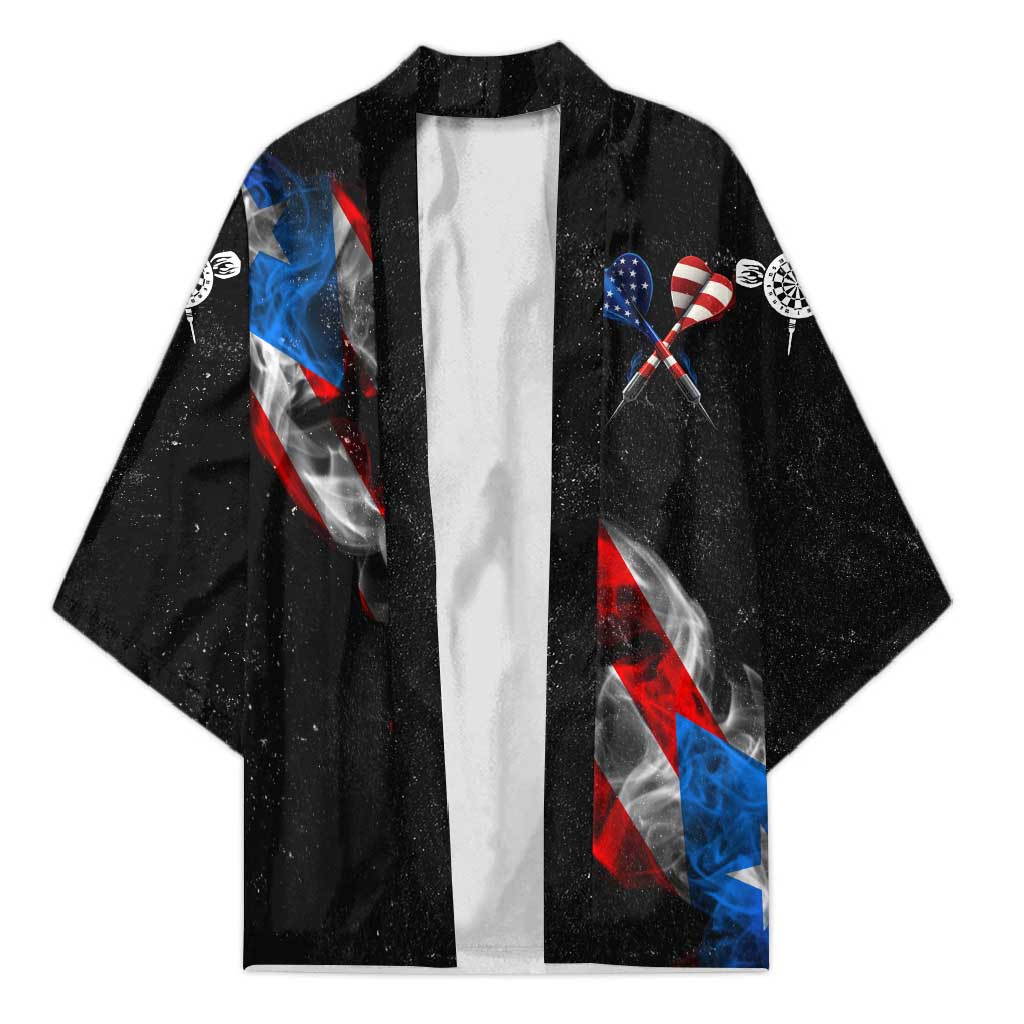 American Flag Smoke Trail Kimono with Dartboard and Crossed Darts Graphic Design - Wonder Print Shop