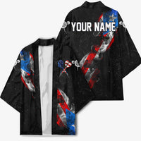 American Flag Smoke Trail Kimono with Dartboard and Crossed Darts Graphic Design - Wonder Print Shop