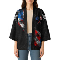 American Flag Smoke Trail Kimono with Dartboard and Crossed Darts Graphic Design - Wonder Print Shop