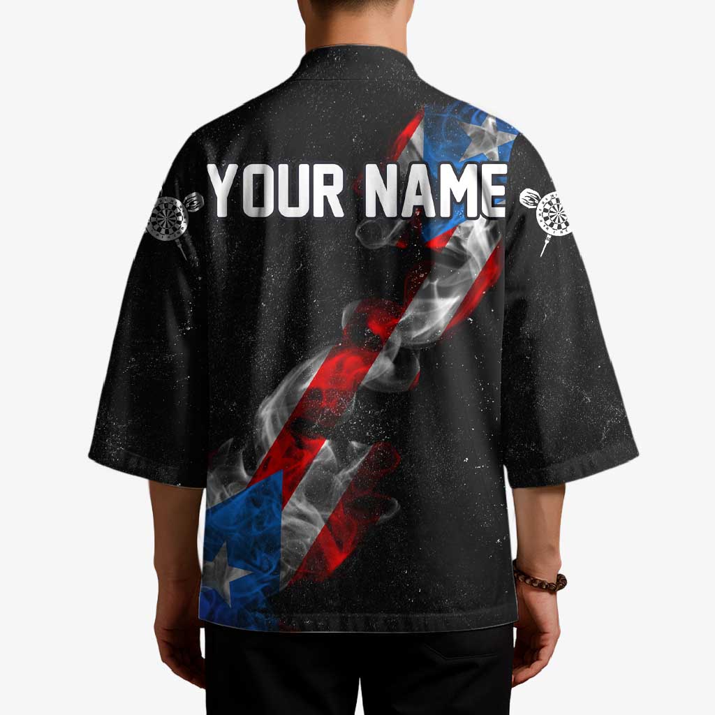 American Flag Smoke Trail Kimono with Dartboard and Crossed Darts Graphic Design - Wonder Print Shop