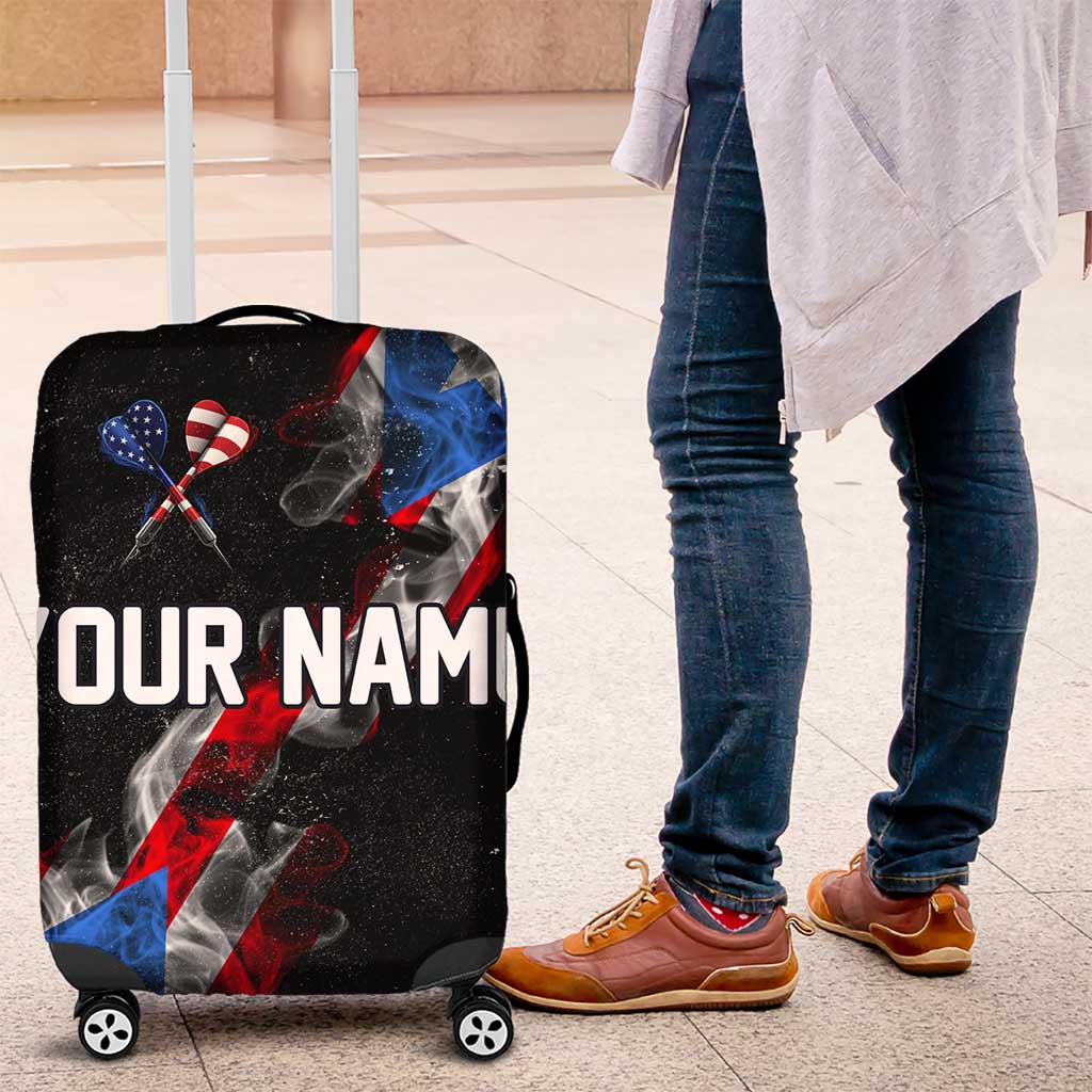 American Flag Smoke Trail Luggage Cover with Dartboard and Crossed Darts Graphic Design - Wonder Print Shop