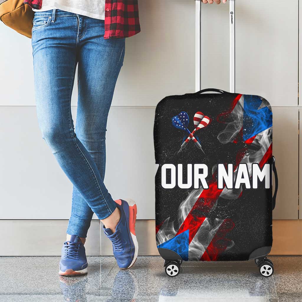 American Flag Smoke Trail Luggage Cover with Dartboard and Crossed Darts Graphic Design - Wonder Print Shop