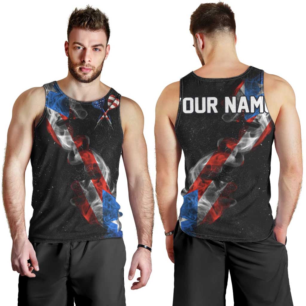 American Flag Smoke Trail Men Tank Top with Dartboard and Crossed Darts Graphic Design - Wonder Print Shop