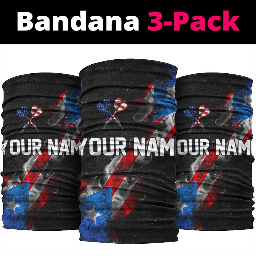 American Flag Smoke Trail Neck Gaiter with Dartboard and Crossed Darts Graphic Design - Wonder Print Shop