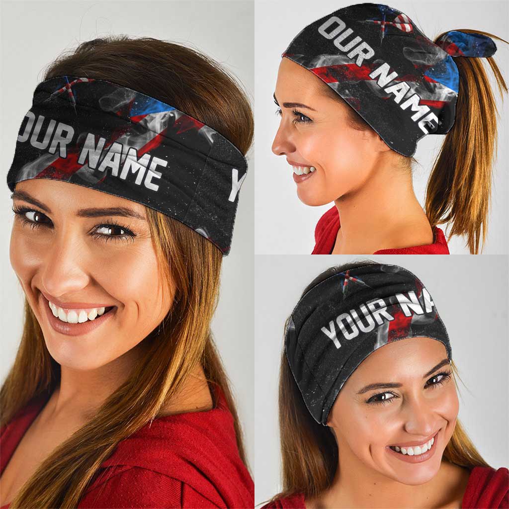 American Flag Smoke Trail Neck Gaiter with Dartboard and Crossed Darts Graphic Design - Wonder Print Shop