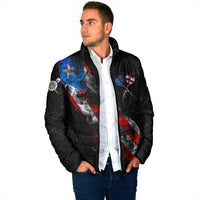 American Flag Smoke Trail Padded Jacket with Dartboard and Crossed Darts Graphic Design - Wonder Print Shop