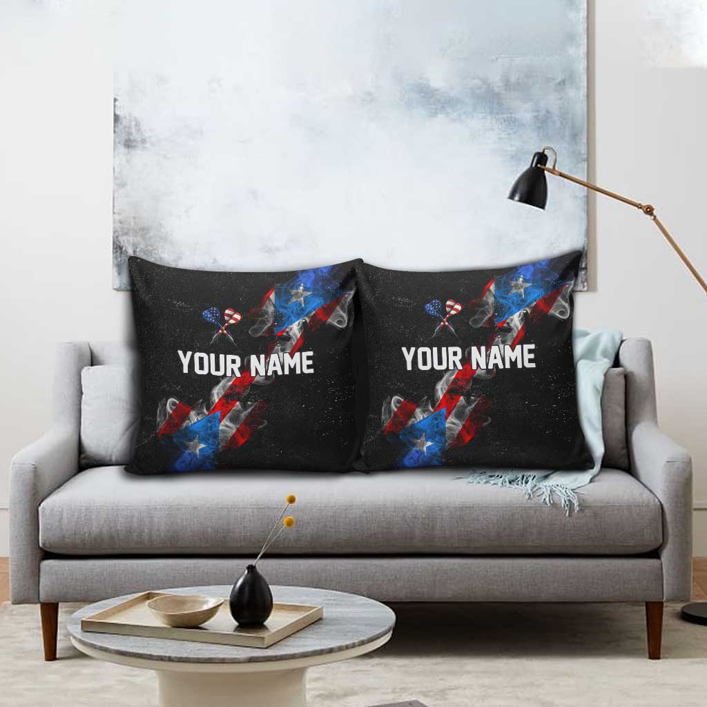 American Flag Smoke Trail Pillow Cover with Dartboard and Crossed Darts Graphic Design - Wonder Print Shop