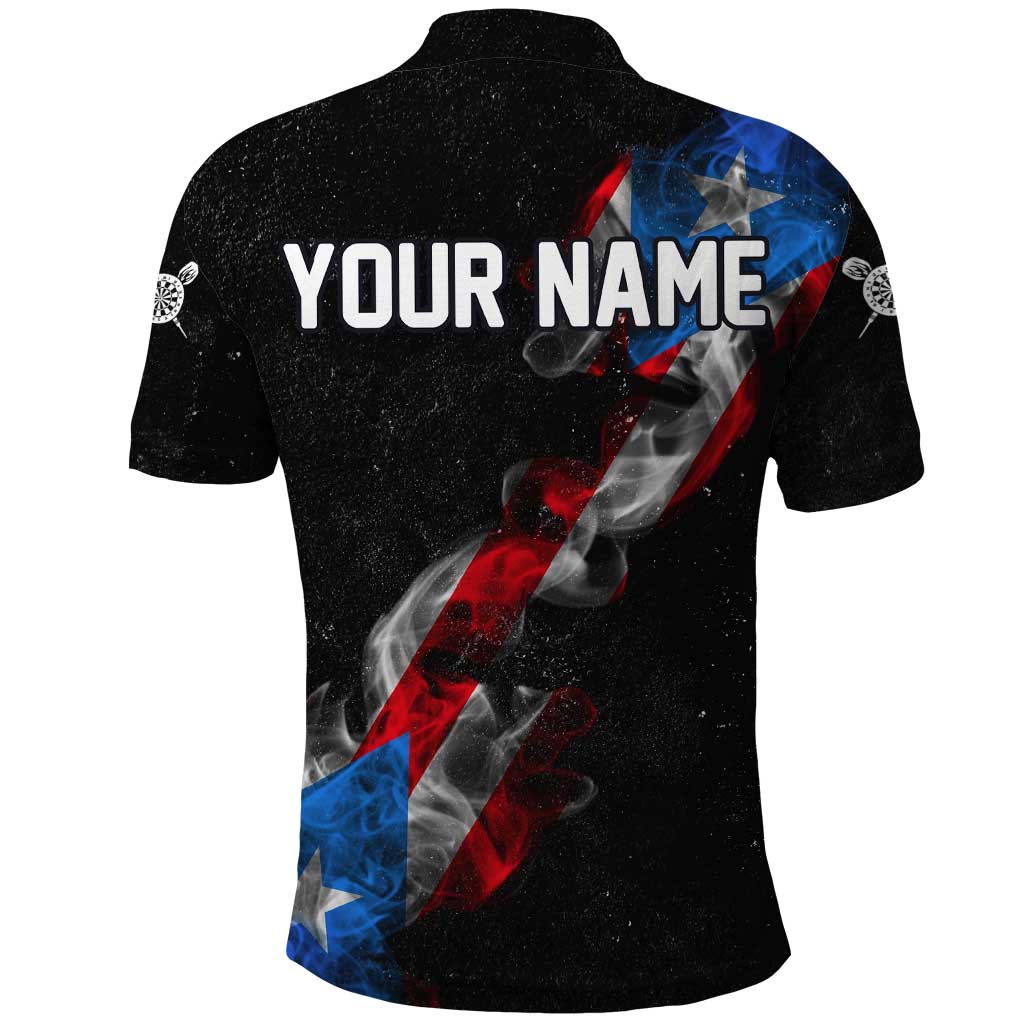 American Flag Smoke Trail Polo Shirt with Dartboard and Crossed Darts Graphic Design - Wonder Print Shop