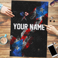 American Flag Smoke Trail Puzzle with Dartboard and Crossed Darts Graphic Design - Wonder Print Shop