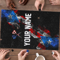 American Flag Smoke Trail Puzzle with Dartboard and Crossed Darts Graphic Design - Wonder Print Shop