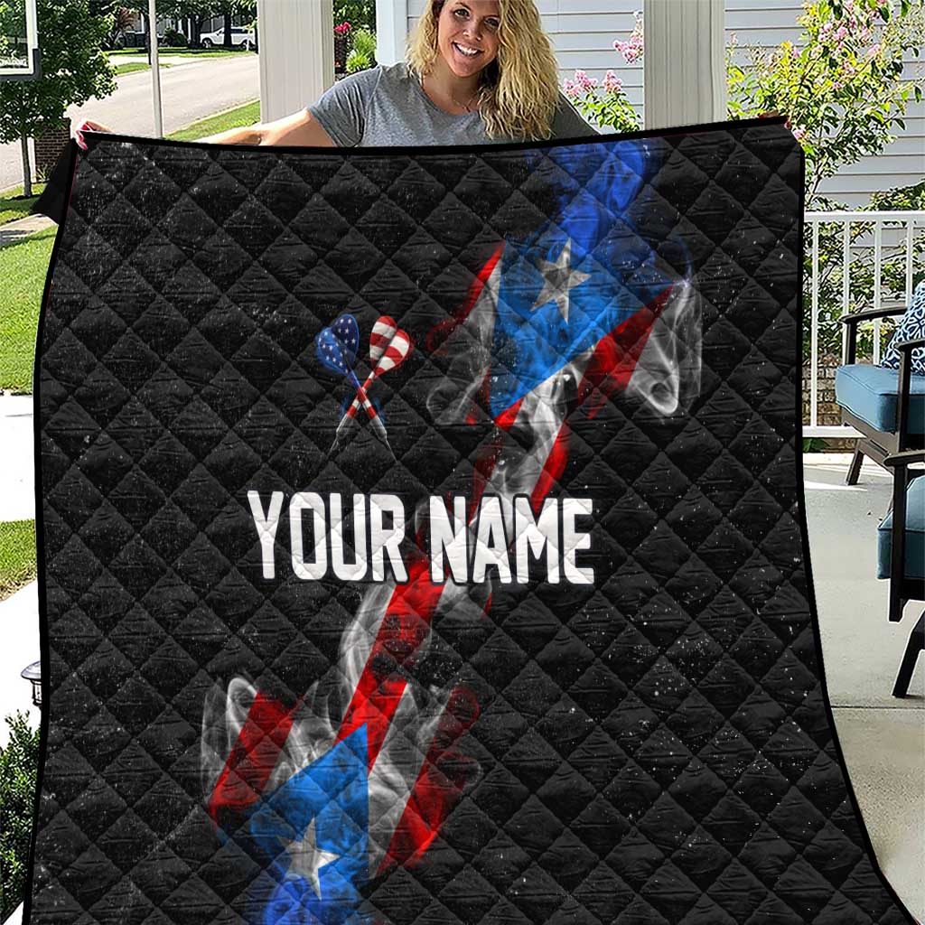 American Flag Smoke Trail Quilt with Dartboard and Crossed Darts Graphic Design - Wonder Print Shop