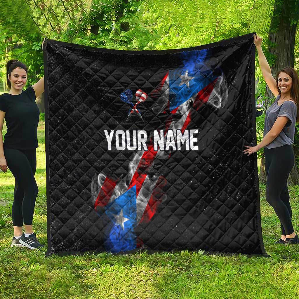 American Flag Smoke Trail Quilt with Dartboard and Crossed Darts Graphic Design - Wonder Print Shop