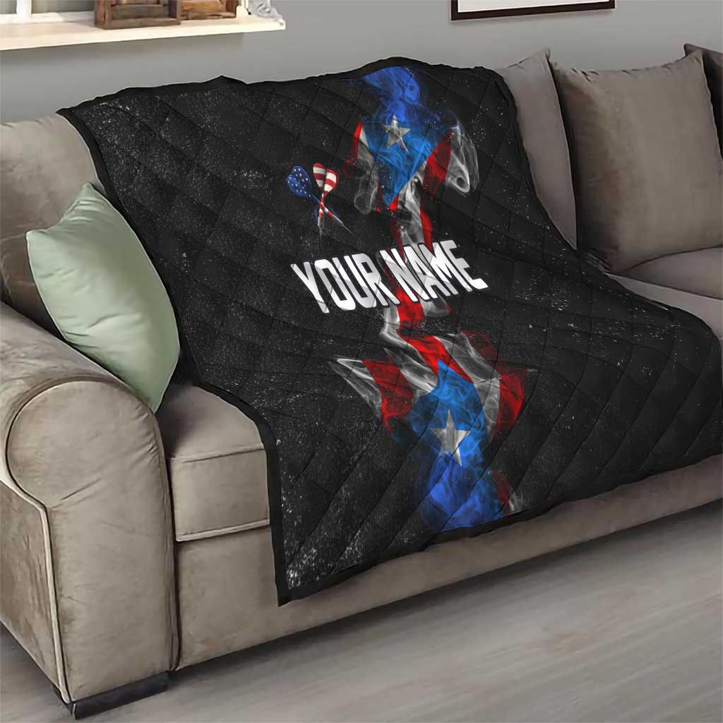American Flag Smoke Trail Quilt with Dartboard and Crossed Darts Graphic Design - Wonder Print Shop