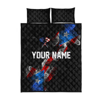 American Flag Smoke Trail Quilt Bed Set with Dartboard and Crossed Darts Graphic Design - Wonder Print Shop