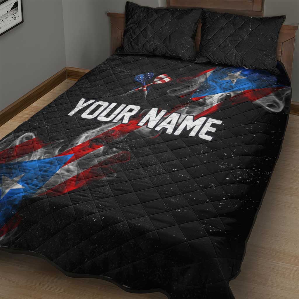American Flag Smoke Trail Quilt Bed Set with Dartboard and Crossed Darts Graphic Design - Wonder Print Shop