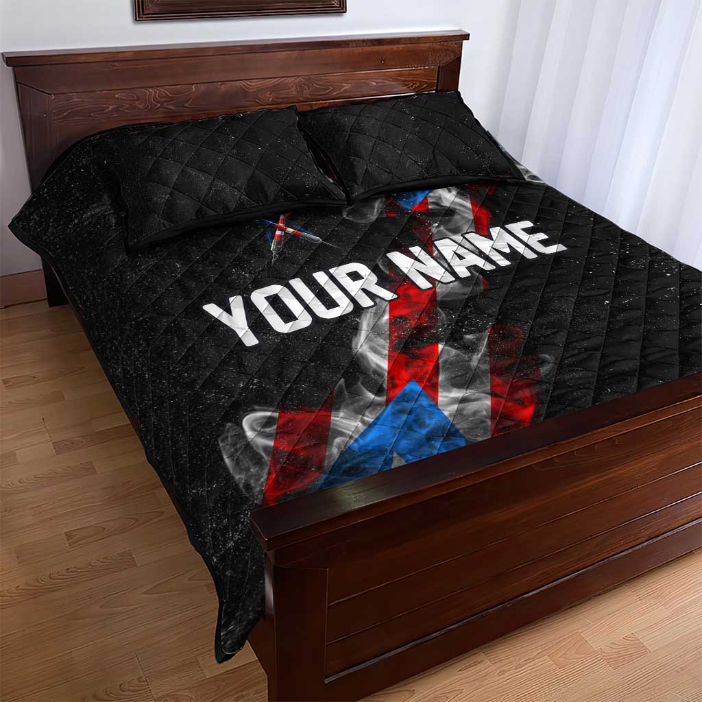 American Flag Smoke Trail Quilt Bed Set with Dartboard and Crossed Darts Graphic Design - Wonder Print Shop