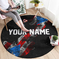 American Flag Smoke Trail Round Carpet with Dartboard and Crossed Darts Graphic Design - Wonder Print Shop