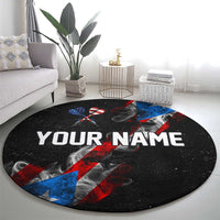 American Flag Smoke Trail Round Carpet with Dartboard and Crossed Darts Graphic Design - Wonder Print Shop