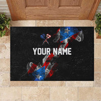 American Flag Smoke Trail Rubber Doormat with Dartboard and Crossed Darts Graphic Design - Wonder Print Shop