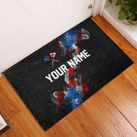 American Flag Smoke Trail Rubber Doormat with Dartboard and Crossed Darts Graphic Design - Wonder Print Shop