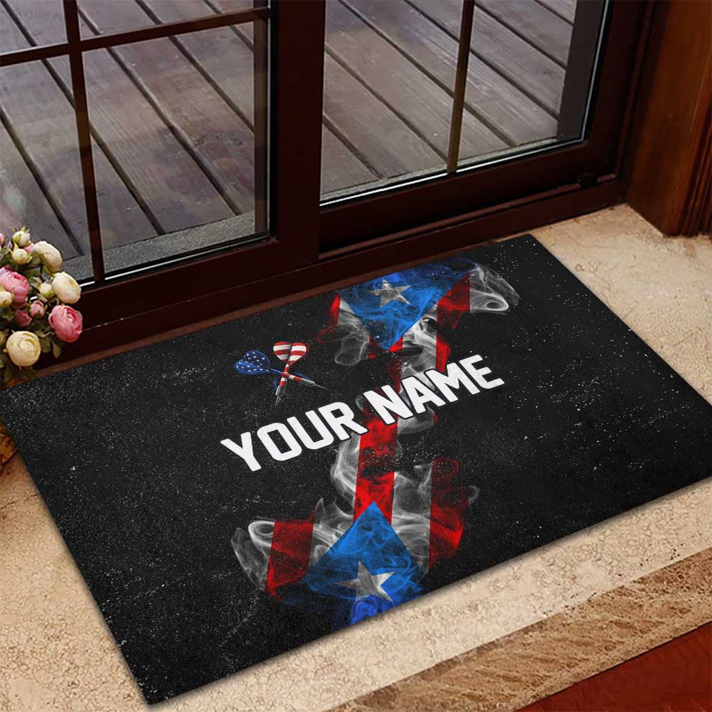American Flag Smoke Trail Rubber Doormat with Dartboard and Crossed Darts Graphic Design - Wonder Print Shop