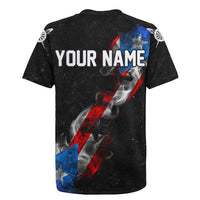 American Flag Smoke Trail Rugby Jersey with Dartboard and Crossed Darts Graphic Design - Wonder Print Shop