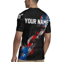 American Flag Smoke Trail Rugby Jersey with Dartboard and Crossed Darts Graphic Design - Wonder Print Shop