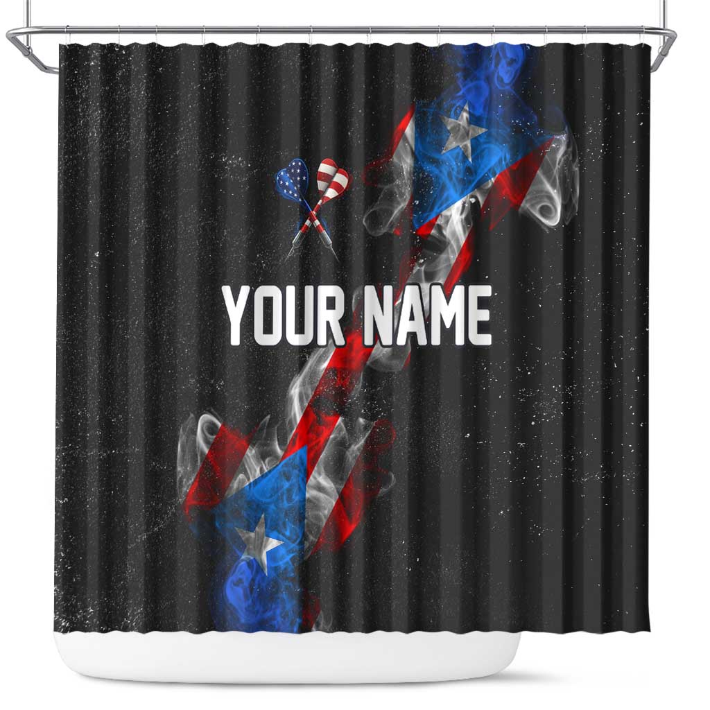 American Flag Smoke Trail Shower Curtain with Dartboard and Crossed Darts Graphic Design - Wonder Print Shop